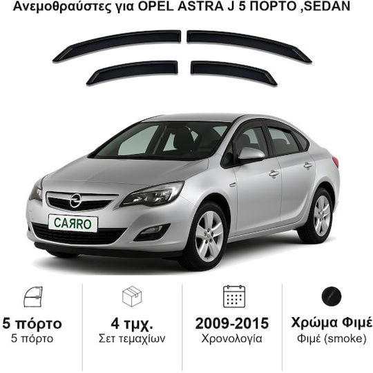 Heko Satz Windabweiser Vordere und Hintere Dark Fime für Opel Astra J 4/5D 2009 4Stück