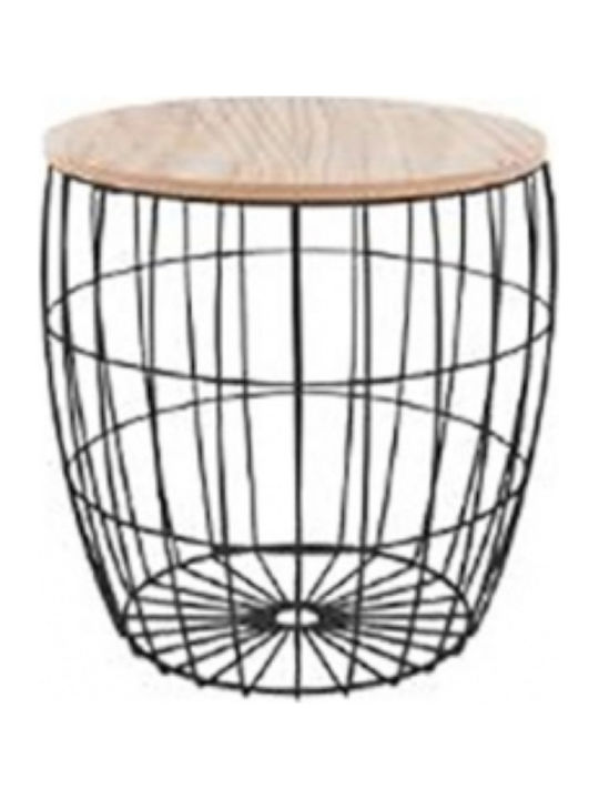 Round Wooden Side Table Black L30xW30xH31cm 07.