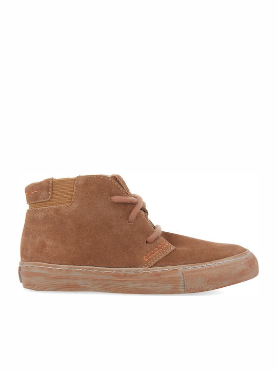 Freren Leather Kids Boots with Laces Beige