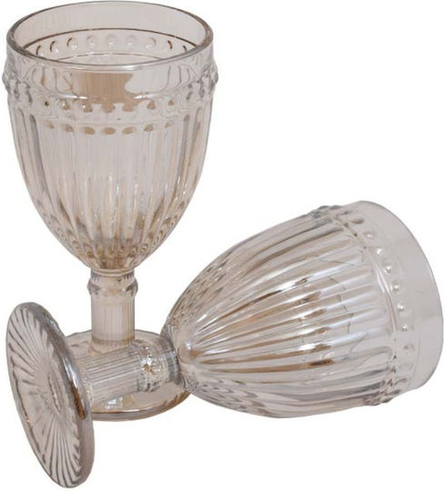 Fylliana Stripe Amber Luster Set de pahare pentru apa din Sticlă în Culoarea Roz Cu picior 6buc