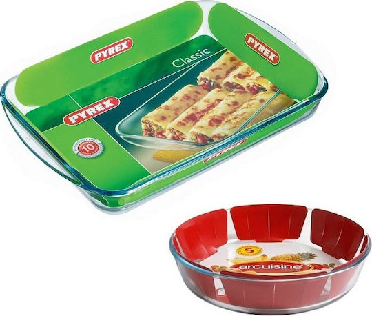 Pyrex Στρογγυλό Πυρίμαχο Σκεύος Γυάλινο 2τμχ