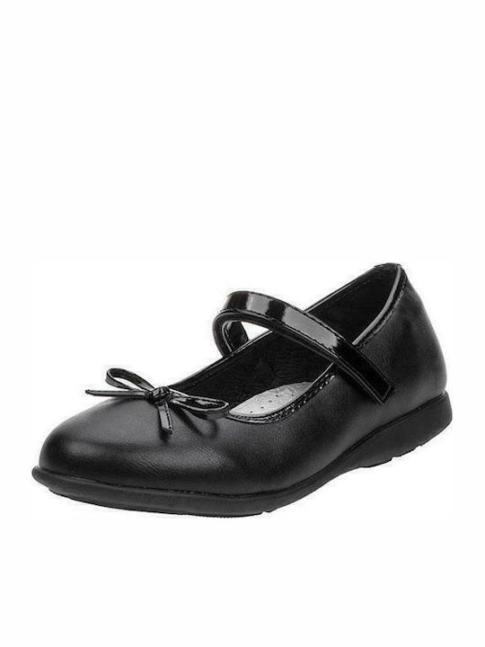 Balerini copii Anatomic cu închidere Hoop & Loop de Piele Negre