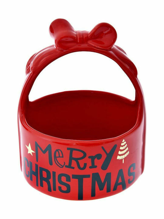 Iliadis Christmas Bread Basket Ceramic Red L19xW16xD16cm.