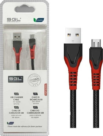 SGL Regular USB 2.0 to micro USB Cable Μαύρο 1m 1τμχ