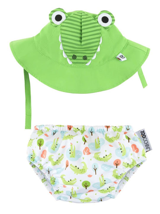 Zoocchini Kids Swimwear Swim Diaper with Hat Green