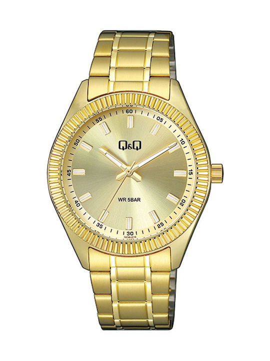 Q&Q Uhr Batterie mit Gold Metallarmband QZ48J010