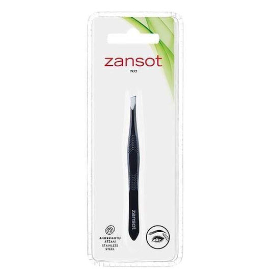 Zan Sot Eyebrow Tweezer with Curved Tip Black