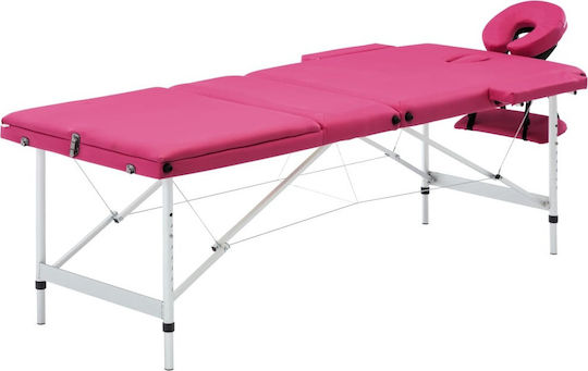 vidaXL Aluminum Portable/Folding Pink Massage and Physiotherapy Bed 191x70cm 3 Positions