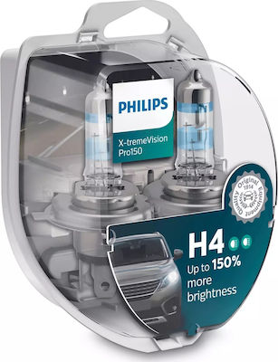 Philips Λάμπες Αυτοκινήτου X-treme Vision Pro150 H4 Αλογόνου 3700K 12V 55W 2τμχ