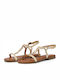 S.Oliver Leather Women's Flat Sandals With a strap In Gold Colour 5-28106-24 940
