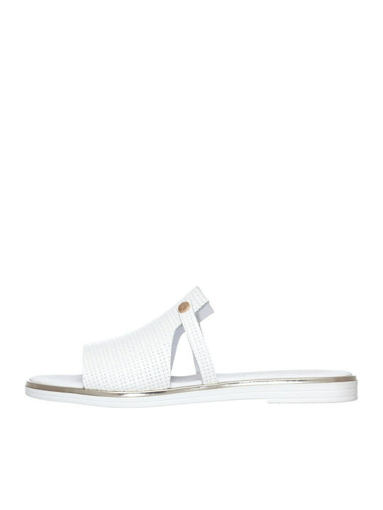 Mariella Fabiani Leather Women's Flat Sandals In White Colour