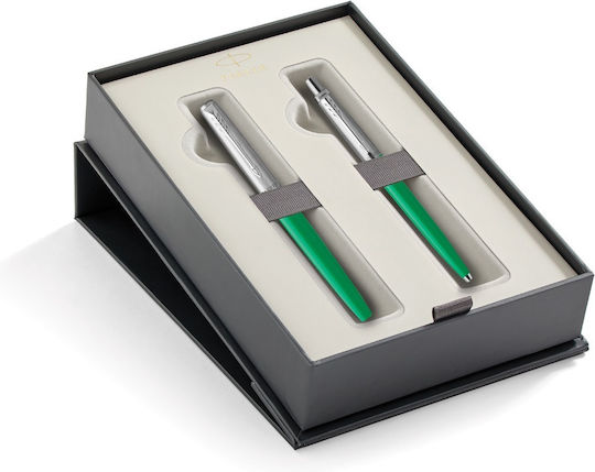 Parker Jotter Stiftset Kugelschreiber mit Füller Green CT in einem Etui (in einer Papierkassette)