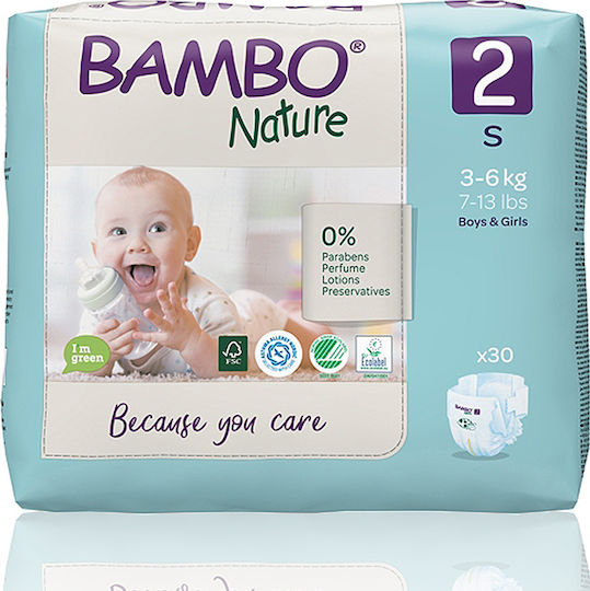 Bambo Nature Πάνες με Αυτοκόλλητο Mini No. 2 για 3-6kg 30τμχ
