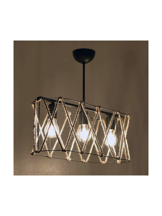 Click Pendant Light Black with Rope for Socket E27 52x18x20cm
