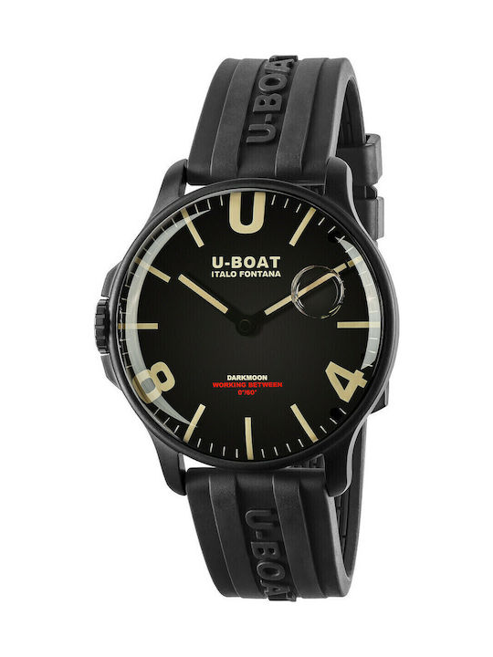 U-Boat Darkmoon men`s Ανδρικό Ρολόι 44mm Μπαταρίας με Μαύρο Καουτσούκ Λουράκι