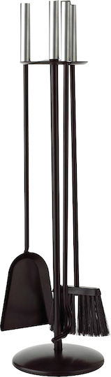 Zogometal Fireplace Tool Set with Stand Holder Black/Nickel Checkmate