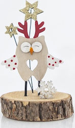 Eurolamp Christmas Wood Owl Figure Multicolour 14x14x8cm