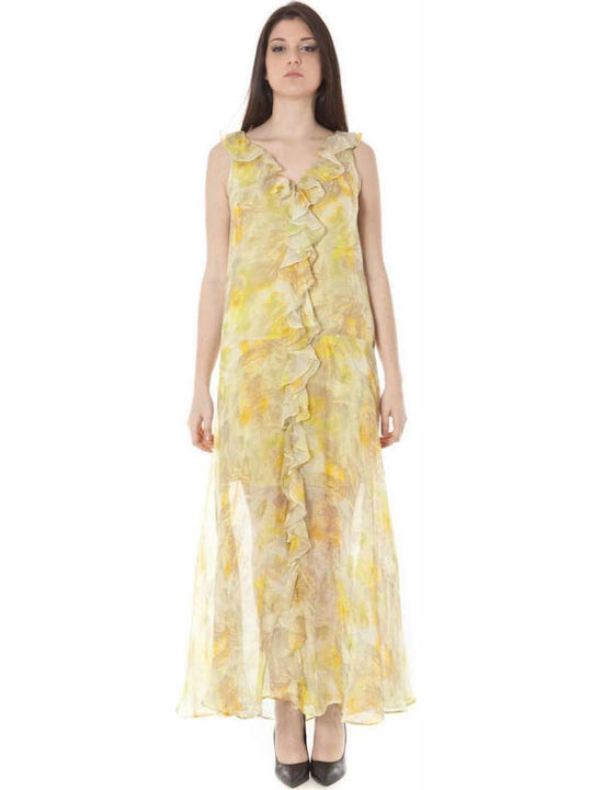 John Galliano Summer Maxi Evening Dress Shirt Dress with Tulle Yellow