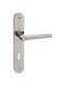 Viometale Lever Middle Door with Plate Pair (Center Distance 75mm) Nickel