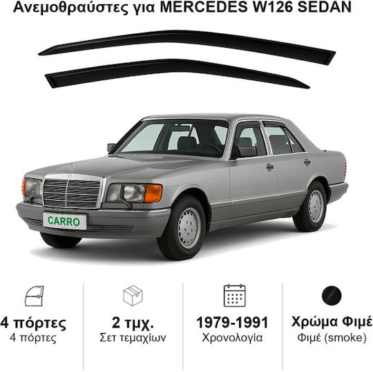 Heko Ανεμ Στης Mercedes W126 S Μπροστα Σετ Ανεμοθραύστες Αυτοκινήτου Μπροστινοί Σκούρο Φιμέ για Mercedes-Benz S 2τμχ