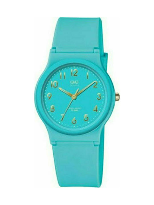 Q&Q Watch Battery with Turquoise Rubber Strap VP46J835