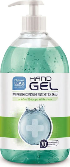 Pharmalead Curățitor de Mâini cu Acțiune Antiseptică 70% Dezinfectant Gel Pentru mâini cu pompă 500ml mosc alb
