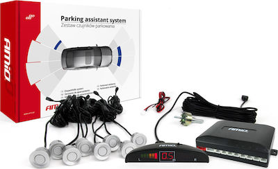 AMiO Σύστημα Παρκαρίσματος Αυτοκινήτου με Οθόνη και 8 Αισθητήρες 22mm σε Ασημί Χρώμα