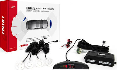 AMiO Σύστημα Παρκαρίσματος Αυτοκινήτου με Οθόνη και 4 Αισθητήρες 22mm σε Λευκό Χρώμα