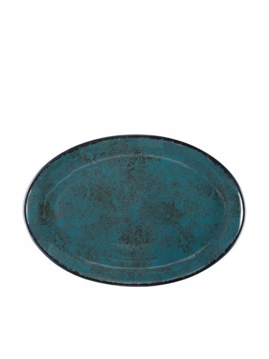 Oriana Ferelli Oval Ceramic Serving Platter Teal 31x31cm