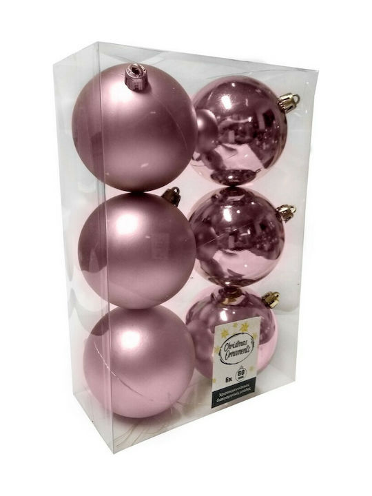 Ornament suspendat Glob Plastic Roz 8buc Set 6buc