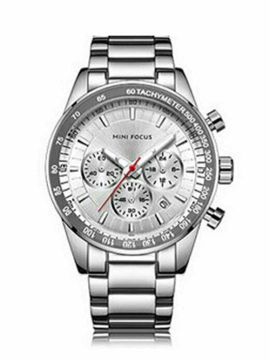 Mini Focus Herrenuhr 44mm Batterie mit Silber Metallarmband