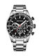 Mini Focus Men's Watch 44mm Battery with Silver Metal Bracelet