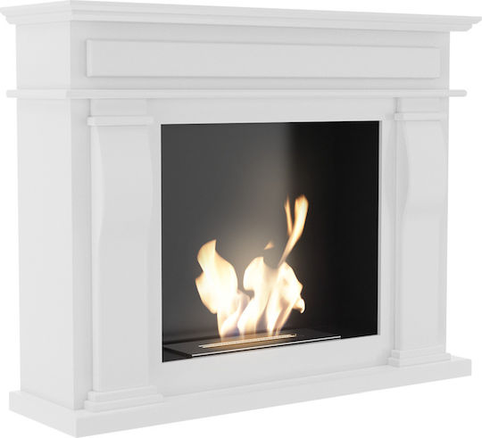 Kratki October Tuv Indoor Floor Bioethanol Fireplace White 115x33x95.9cm