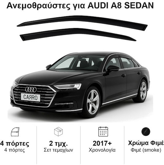 Heko Set of Windbreakers Front Car Dark Fime for Audi A8 2pcs