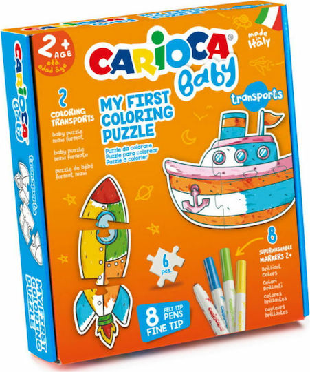 Carioca Baby Transports My First Coloring Puzzle Painting Set Colouring Set with 8 Markers 10pcs