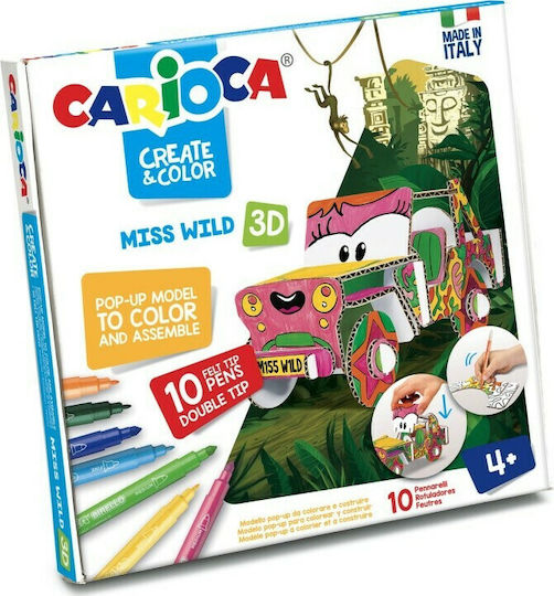 Carioca Create & Color Miss Wild 3D Set de Colorat Set de colorat cu 10 markere 10buc