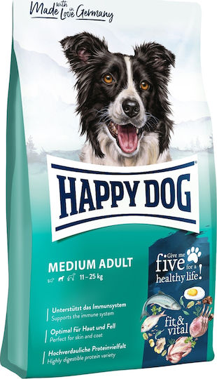 Happy Dog Adult Medium 12kg Dry Food Gluten-Free for Adult Medium Breed Dogs with Corn and Poultry