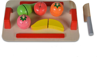 Moni Fruits & Vegetables Toy Παιχνίδι Σανίδα Κοπής με Φρούτα made of Wood for 3+ Years Old 5pcs