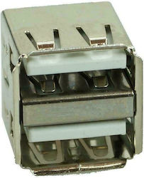 USB 2.0 Connector Double, Down, Silver/White (CON-U006) USB 2.0 Connector Double, Down, Silver/White (CON-U006)