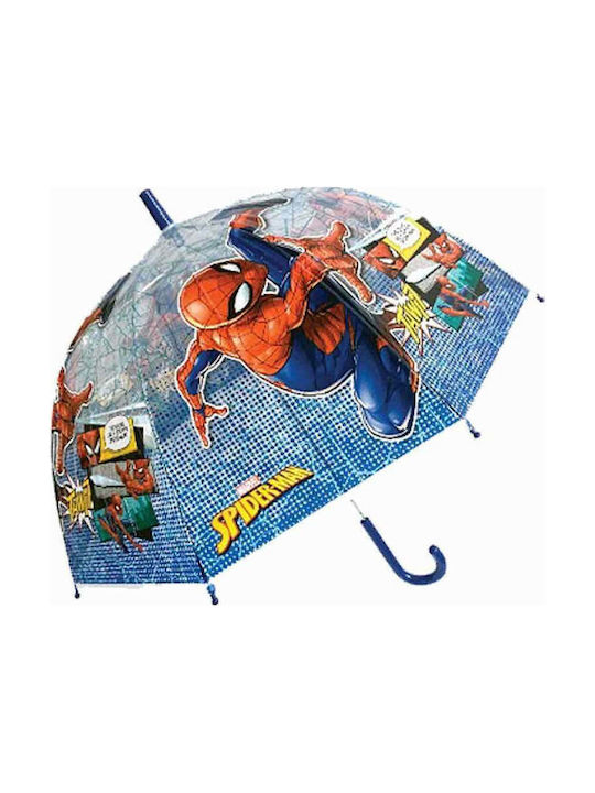 Chanos Kids Curved Handle Umbrella Spiderman with Diameter 90cm Blue