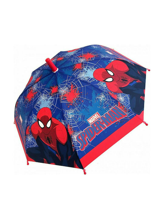 Chanos Παιδική Ομπρέλα Μπαστούνι Spiderman Μονοκόμματη Μπλε με Διάμετρο 76εκ.