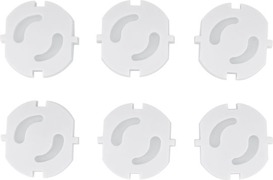 Kikka Boo Socket Protective Cover Simple Placement made of Plastic in White Color 3.6x3.6x1.6εκ. 6pcs