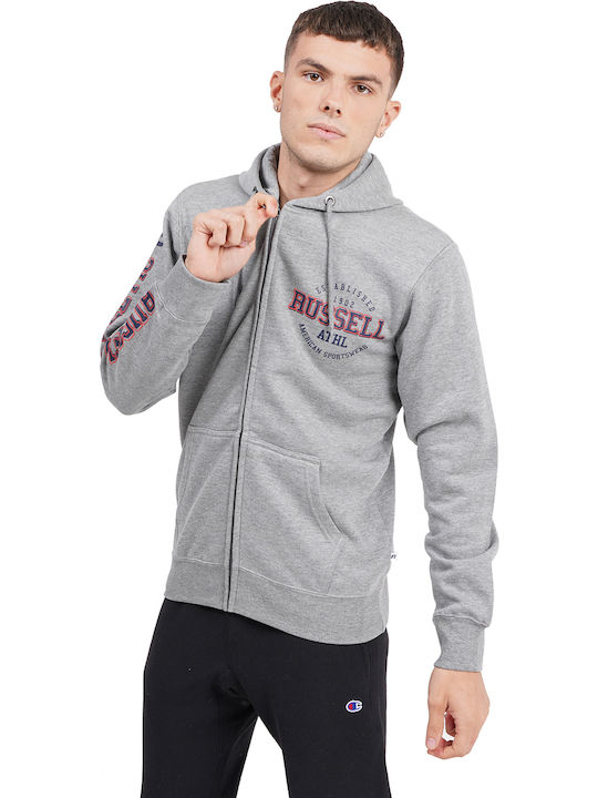 Russell Athletic Herren Sweatshirt Jacke mit Kapuze und Taschen Gray