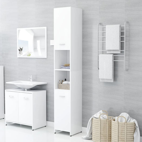vidaXL Floor Bathroom Column Cabinet L30xD30xH183.5cm White
