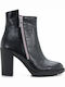 Leder Stiefeletten Damen Schwarz
