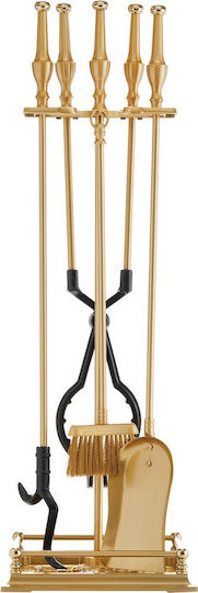 Zogometal Fireplace Tool Set with Stand Holder Oro Matt