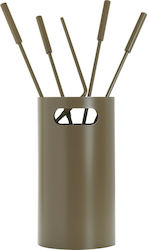 Zogometal Fireplace Tool Set with Bucket Olive coffee