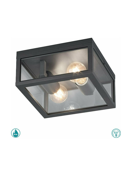 Trio Lighting Garonne Πλαφονιέρα Οροφής Εξωτερικού Χώρου E27 σε Μαύρο Χρώμα 601860242