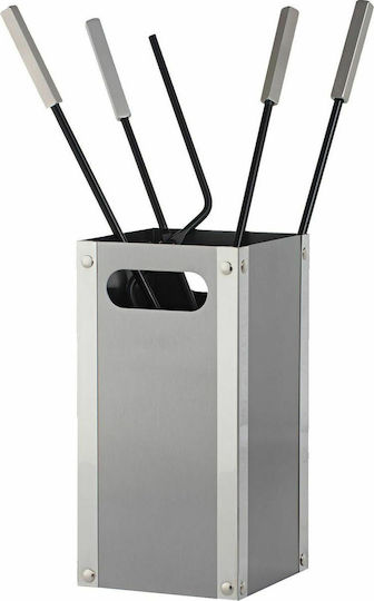 Zogometal Fireplace Tool Set with Bucket Silver