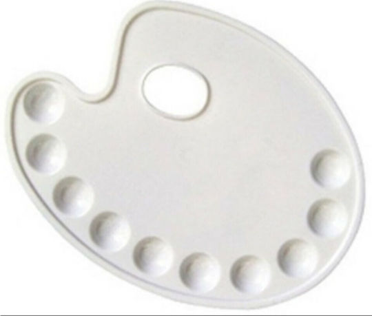 Exas Paper Plastic 10-Slot Paint Palette Palette No3 Hard Plastic Oval 10 Positions 1pcs